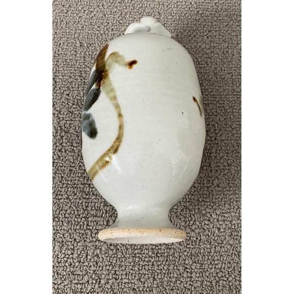 Vintage Hand Painted Pottery Hanging Vase Ornament Stone Floral Design 6" Tall - Picture 9 of 11